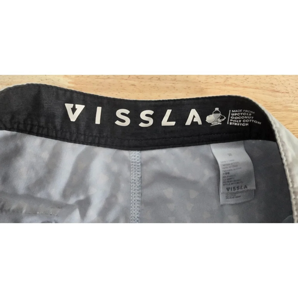 Vissla Boardshorts Size 30 Teal Geometric Surf Swim Shorts Eco Coconut Fiber‎